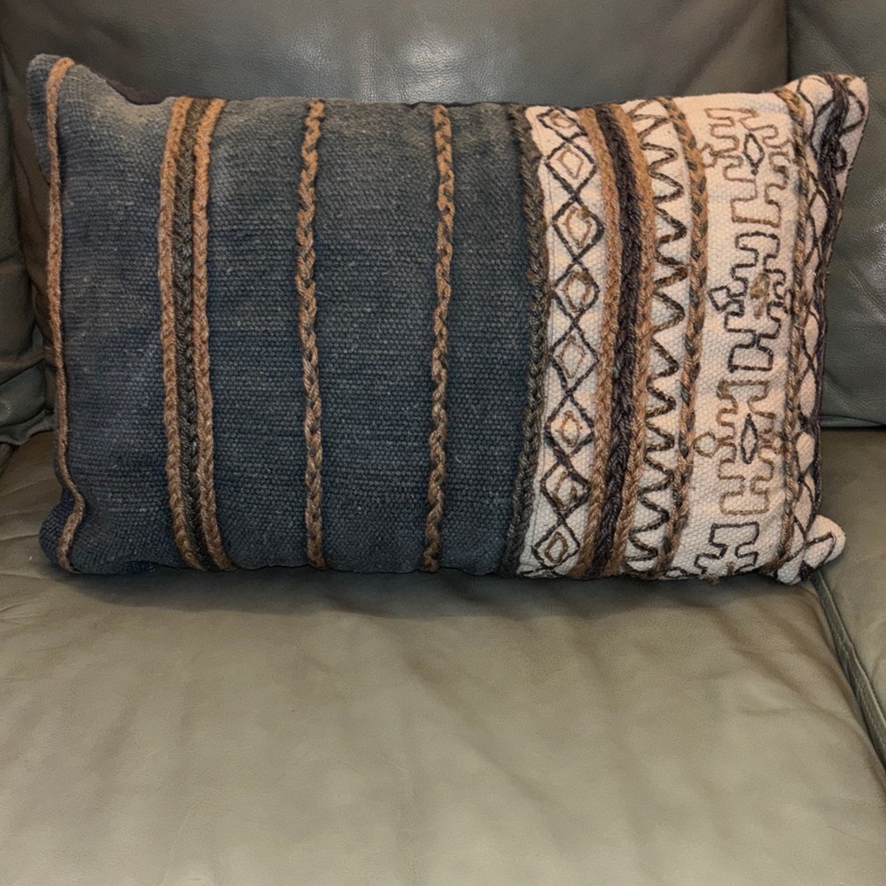 Decorative Navy and Tan Pillow